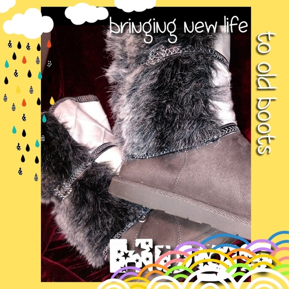 Resurrected Designs Accessories - Elegant white leather&blk fur Hugs